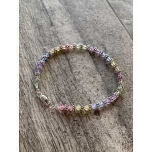 925 Bracelet Glass Crystals Sterling Silver 8.63g 7.25”